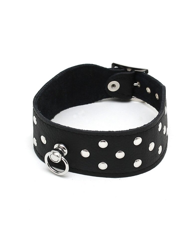 Rimba Bondage Play Choker met studs – 4 cm breed | Verstelbaar en gemaakt van echt leer