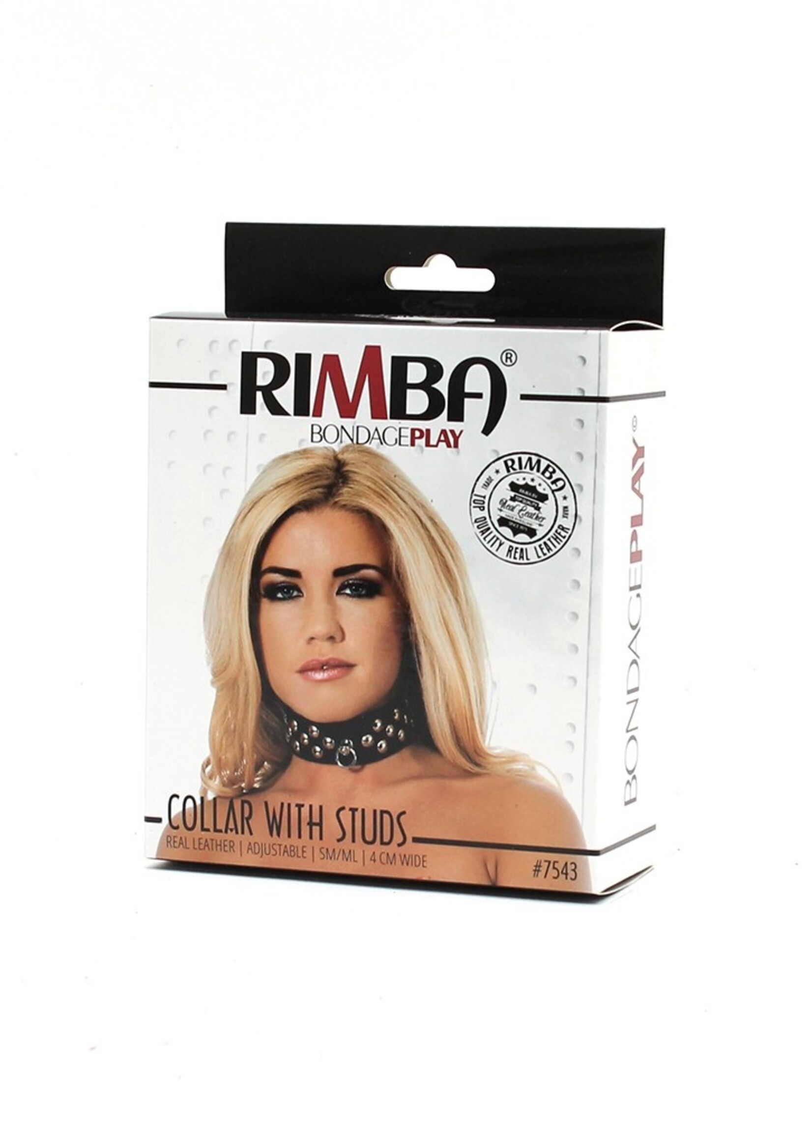 Rimba Bondage Play Halsband – 4 cm Breit | Leder, mit Nieten verziert