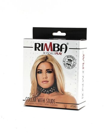 Rimba Bondage Play Rimba Halsband – 4 cm Breit | Leder, mit Nieten verziert Rimba Bondage Play Rimba Halsband – 4 cm Breit | Leder, mit Nieten verziert