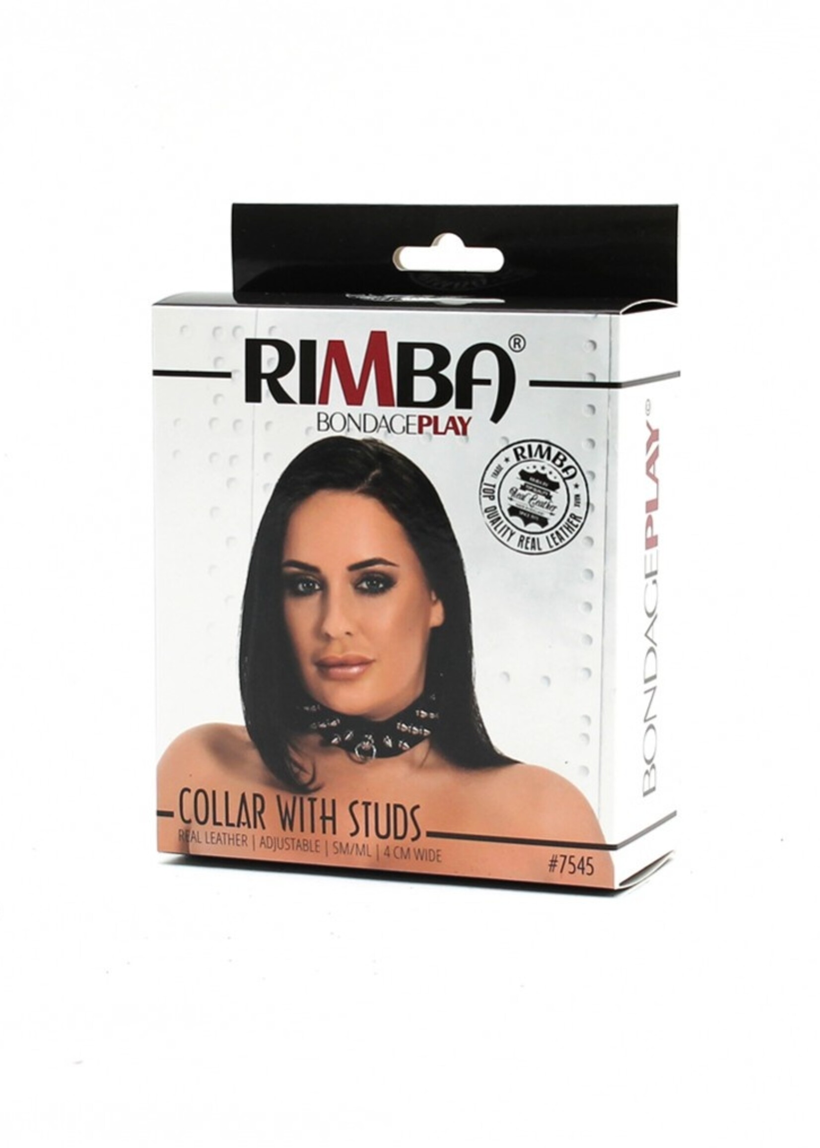 Rimba Bondage Play Dornenverziertes Lederhalsband – Verstellbar | Schwarz, 4 cm breit