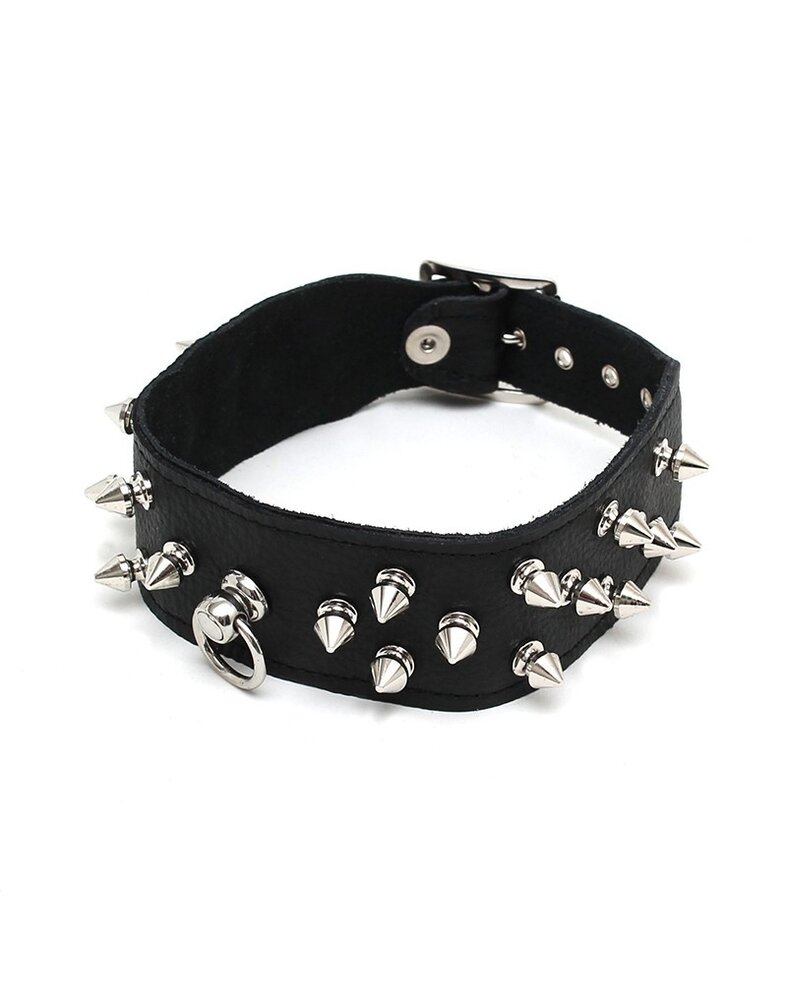 Rimba Bondage Play Rimba Thorn-Decorated Leather Collar – Adjustable | Black, 4 cm wide Rimba Bondage Play Rimba Thorn-Decorated Leather Collar – Adjustable | Black, 4 cm wide