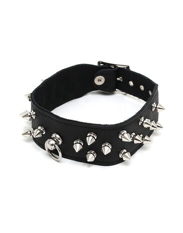 Rimba Bondage Play Rimba Thorn-Decorated Leather Collar – Adjustable | Black, 4 cm wide Rimba Bondage Play Rimba Thorn-Decorated Leather Collar – Adjustable | Black, 4 cm wide