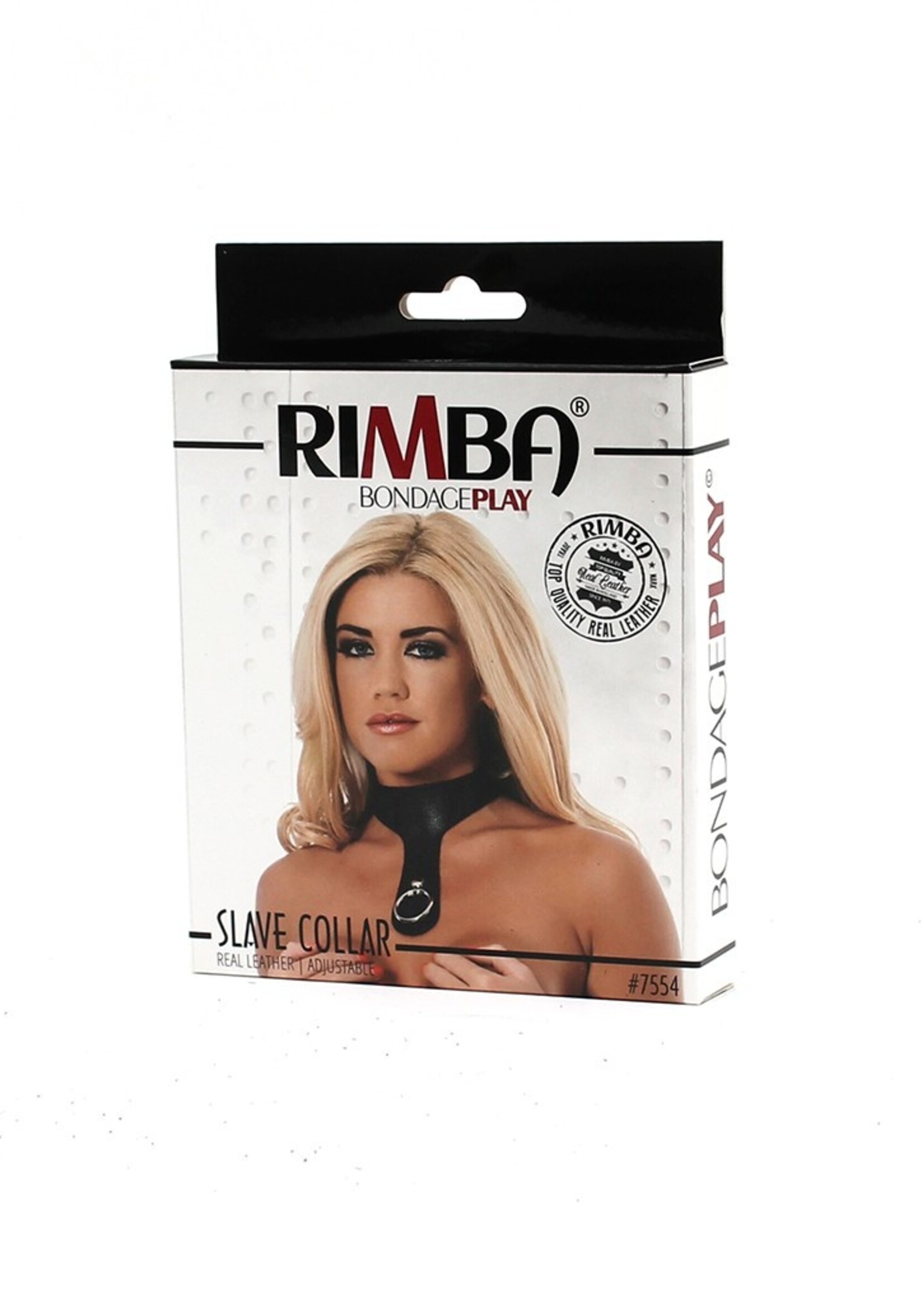 Rimba Bondage Play Slavenhalsband met ring – Verstelbaar, leer, zwart