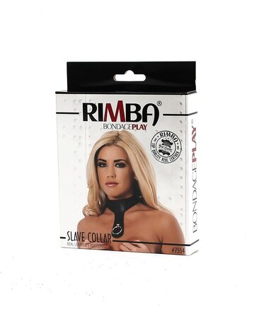 Rimba Bondage Play Sklavenhalsband mit Ring – Verstellbar, Leder, Schwarz