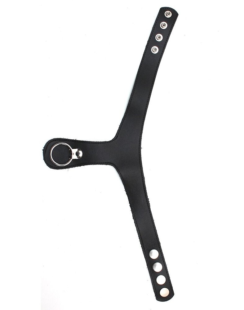 Rimba Bondage Play Sklavenhalsband mit Ring – Verstellbar, Leder, Schwarz