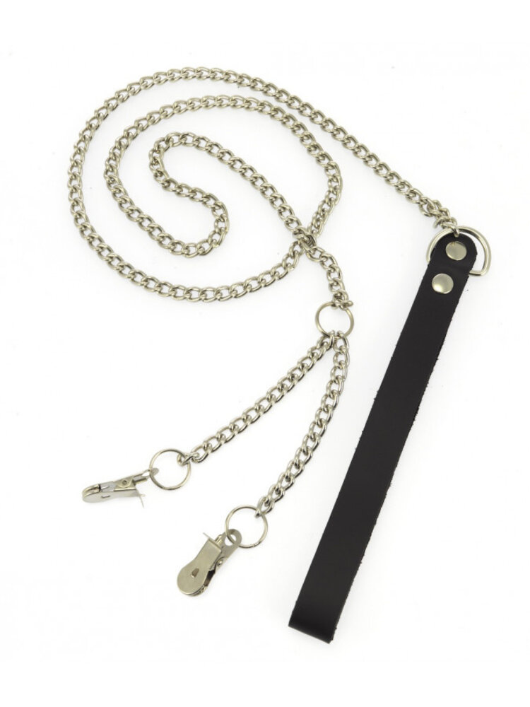 Rimba Bondage Play Rimba – pince poitrine et lèvres avec chaîne | Jeu séduisant en argent et noir Rimba Bondage Play Rimba – pince poitrine et lèvres avec chaîne | Jeu séduisant en argent et noir