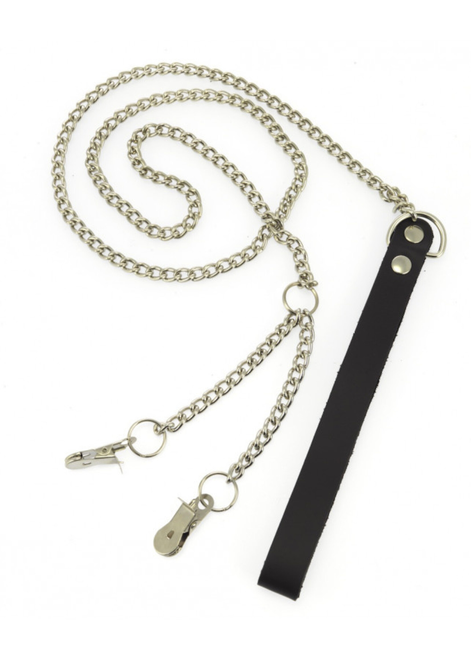 Rimba Bondage Play Borst- en schaamlippenklem met ketting | Verleidelijk spel in zilver en zwart