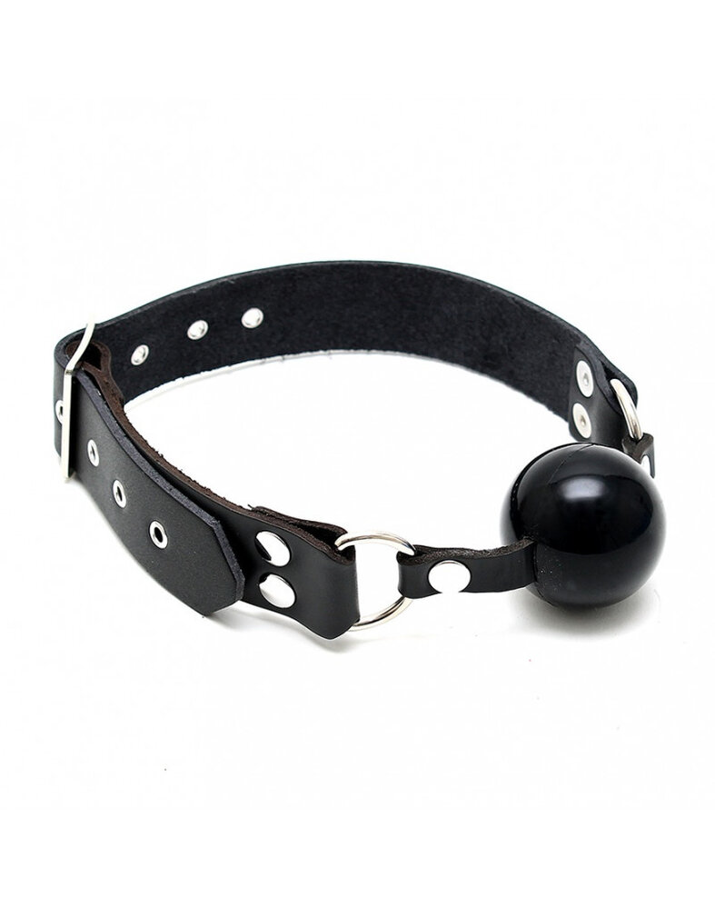 Rimba Bondage Play bâillon avec boule en silicone en cuir (44 mm)