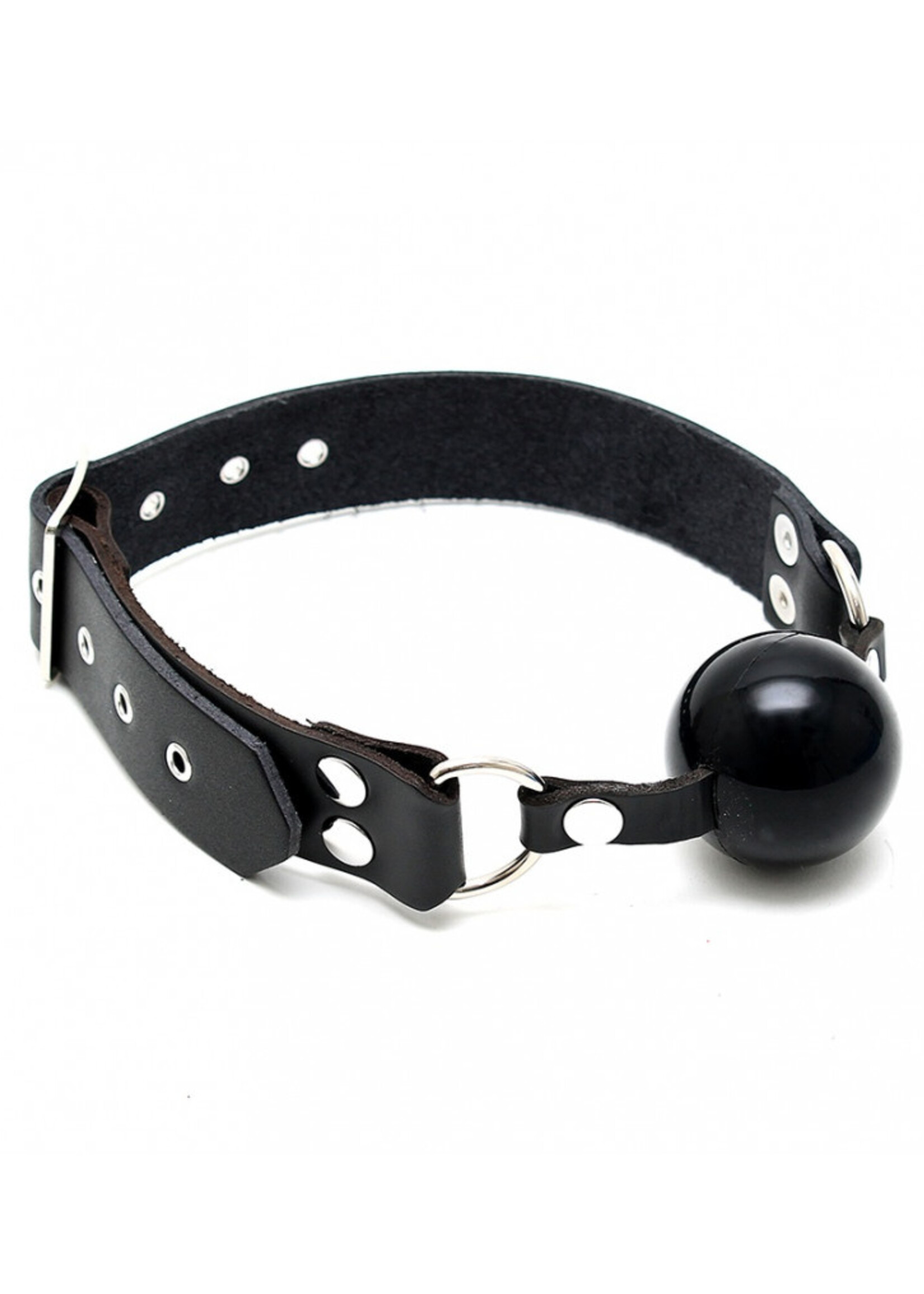 Rimba Bondage Play Leren mondknevel met siliconen bal (44 mm)