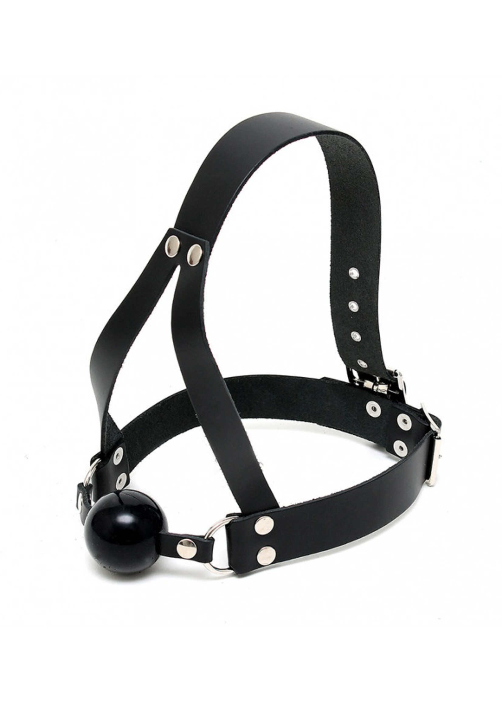 Rimba Bondage Play Mondknevel – Echt leer & siliconen bal Ø 44 mm