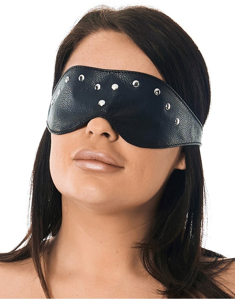 Rimba Bondage Play Rimba eye mask made of nappa leather – decorated with rivets | Adjustable & Elegant