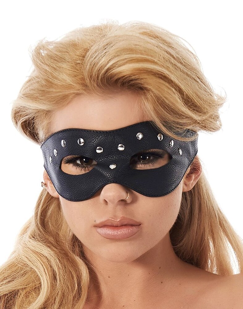 Rimba Bondage Play Masque pour les yeux en cuir Rimba - Conception ouverte avec rivets | Réglable