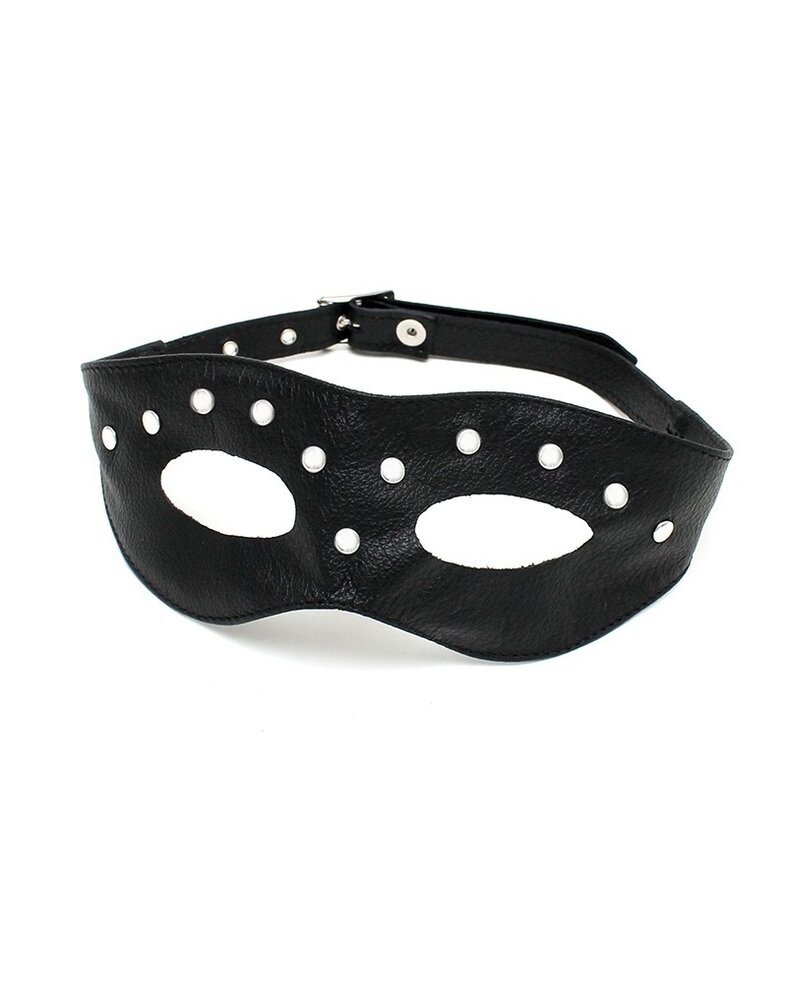 Rimba Bondage Play Masque pour les yeux en cuir Rimba - Conception ouverte avec rivets | Réglable