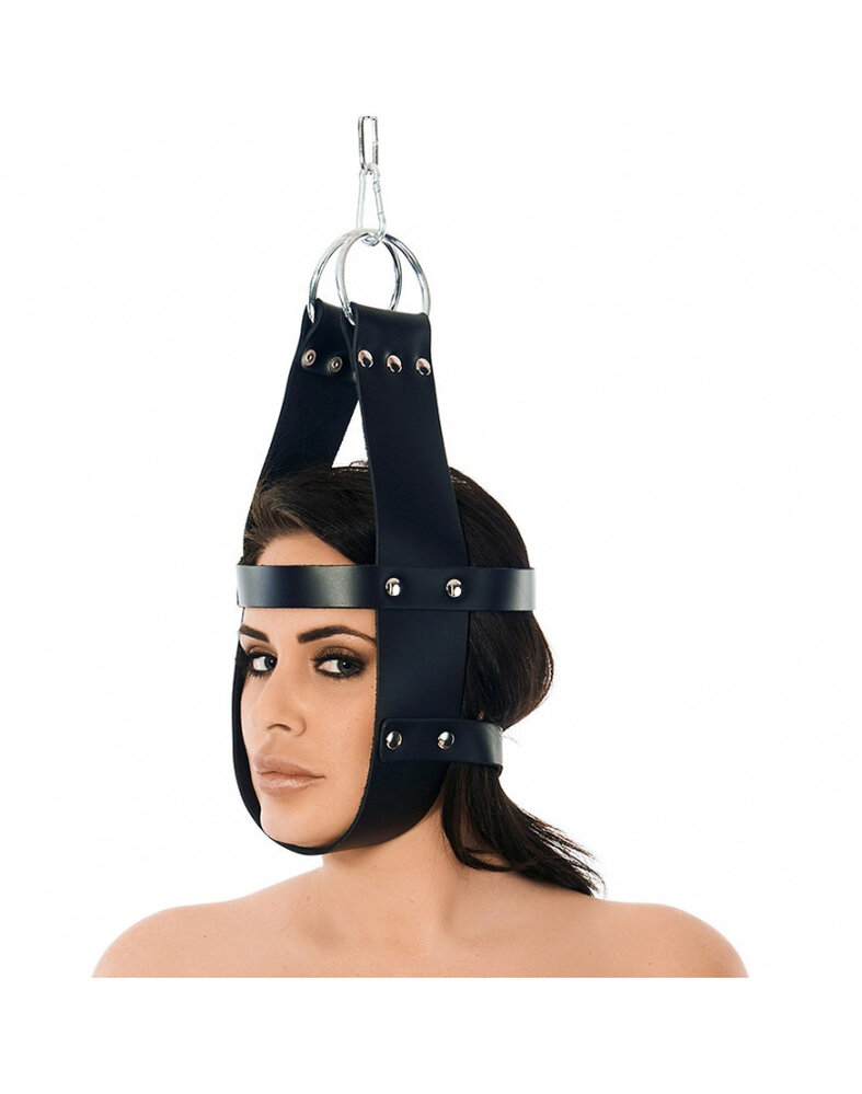 Rimba Bondage Play Leren hangend masker – Verstelbaar & Zwart Rimba Bondage Play Leren hangend masker – Verstelbaar & Zwart