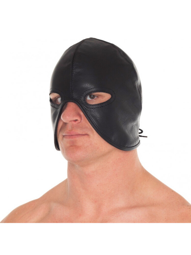 Rimba Bondage Play Masque en cuir Rimba avec ouverture pour les yeux - Ajustable et sensuel