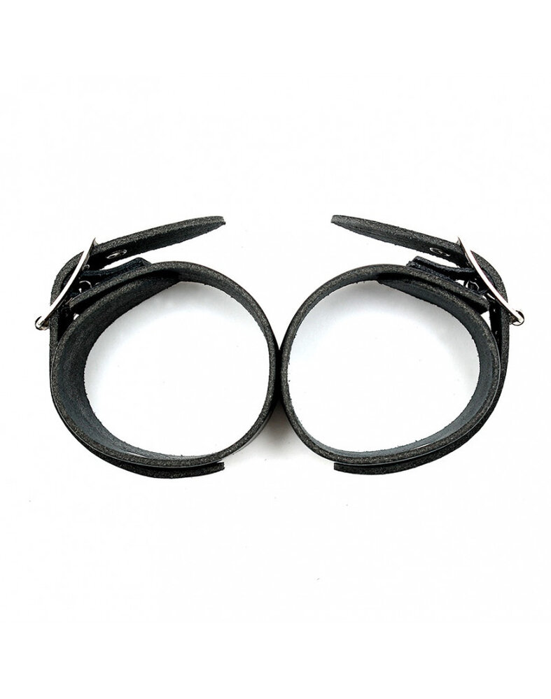 Rimba Bondage Play Rimba Split Leather Handcuffs – Adjustable & Connected | Black Rimba Bondage Play Rimba Split Leather Handcuffs – Adjustable & Connected | Black