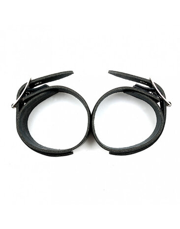 Rimba Bondage Play Rimba Split Leather Handcuffs – Adjustable & Connected | Black Rimba Bondage Play Rimba Split Leather Handcuffs – Adjustable & Connected | Black