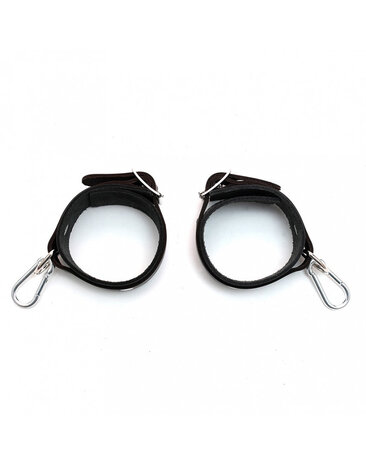 Rimba Bondage Play Menottes en cuir Rimba - réglables avec mousqueton, noir Rimba Bondage Play Menottes en cuir Rimba - réglables avec mousqueton, noir