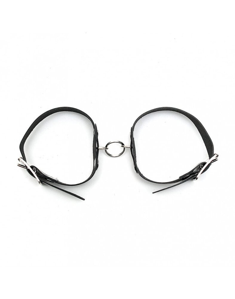 Rimba Bondage Play Handfesseln mit Ring – Verstellbar | Leder in Schwarz