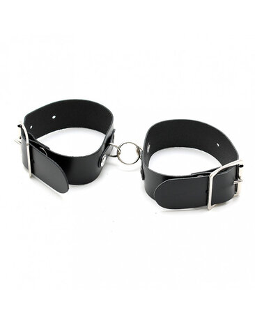 Rimba Bondage Play Rimba handcuffs with ring – adjustable | Black leather