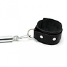 Rimba Bondage Play Fußfesseln mit Spreizstange – Verstellbar 55–85 cm | Echtleder, Silber & Schwarz