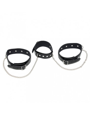 Rimba Bondage Play Bondage set – nek- en dijbeenbanden met kettingen | Verstelbaar echt leer in zwart Rimba Bondage Play Bondage set – nek- en dijbeenbanden met kettingen | Verstelbaar echt leer in zwart