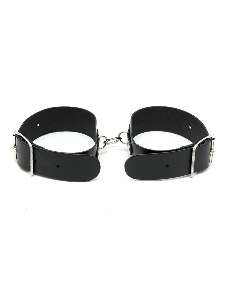 Rimba Bondage Play Menottes de cheville en cuir Rimba avec anneau - Ajustables et élégantes en noir