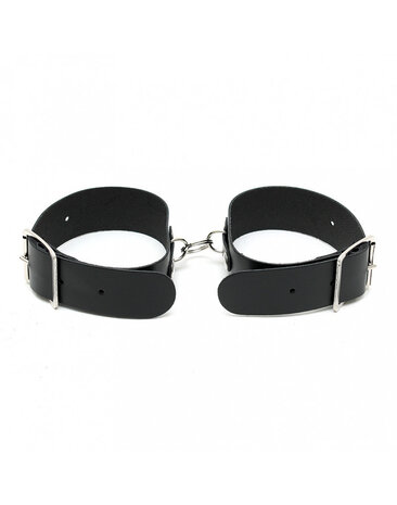 Rimba Bondage Play Menottes de cheville en cuir Rimba avec anneau - Ajustables et élégantes en noir