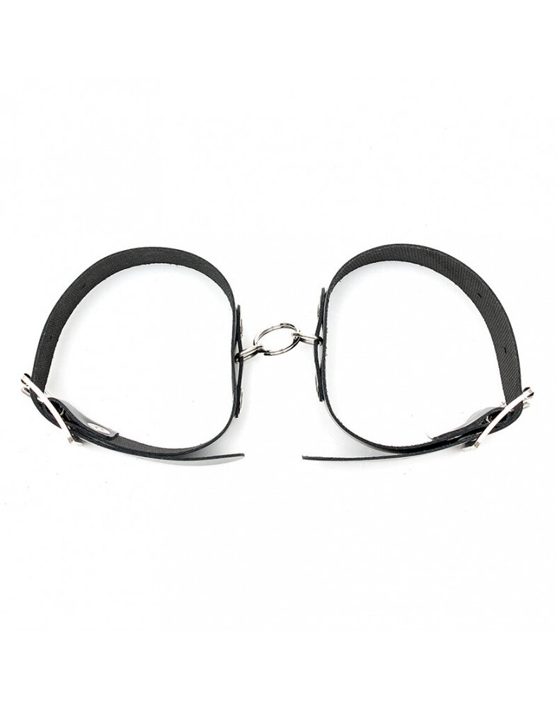 Rimba Bondage Play Lederne Fußfesseln mit Ring – Verstellbar & Stilvoll in Schwarz