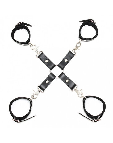 Rimba Bondage Play Hogtie Bondage Set – Echtleder | Hand- & Fußfesseln inkl. Kreuz