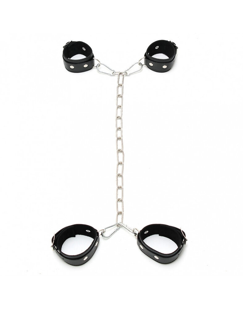 Rimba Bondage Play Leren bondage set – handboeien en enkelboeien met ketting