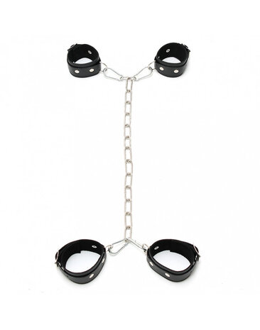 Rimba Bondage Play Leren bondage set – handboeien en enkelboeien met ketting