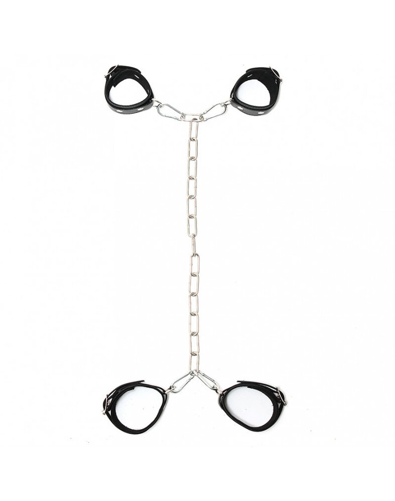 Rimba Bondage Play Leren bondage set – handboeien en enkelboeien met ketting