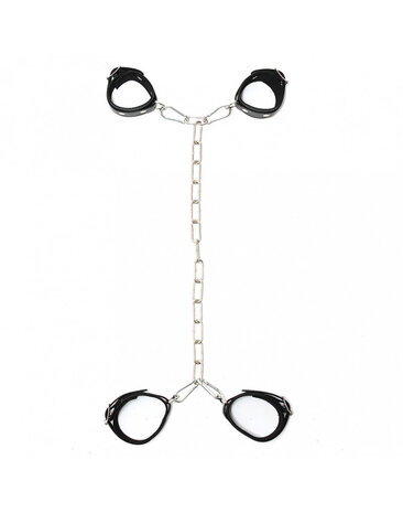 Rimba Bondage Play Rimba leather bondage combination – hand and ankle cuffs with chain Rimba Bondage Play Rimba leather bondage combination – hand and ankle cuffs with chain