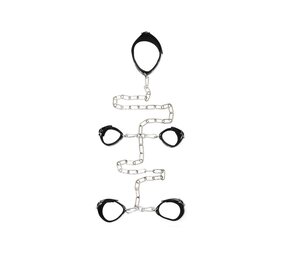 Rimba Bondage Play Hals - arm - voetboeien combinatie met ketting