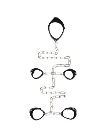 Rimba Bondage Play Bondage Set – Hals-, Hand- & Fußfesseln mit Ketten | Echt Leder