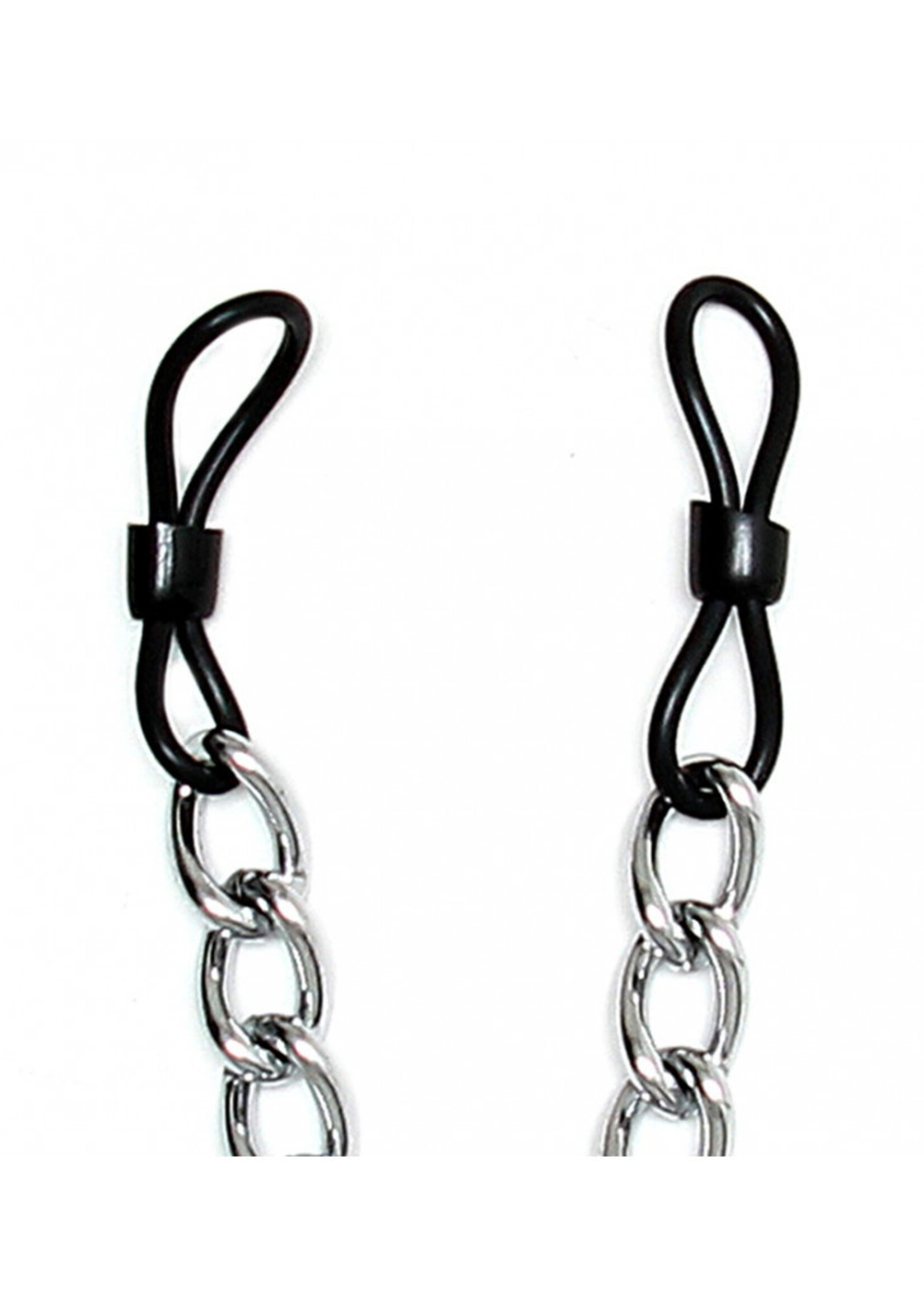 Rimba Bondage Play Pinces à seins Rimba avec chaîne – Ajustables | Métal, noir et argent
