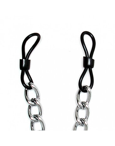 Rimba Bondage Play Borstklemmen met ketting – Verstelbaar | Metaal, Zwart & Zilver