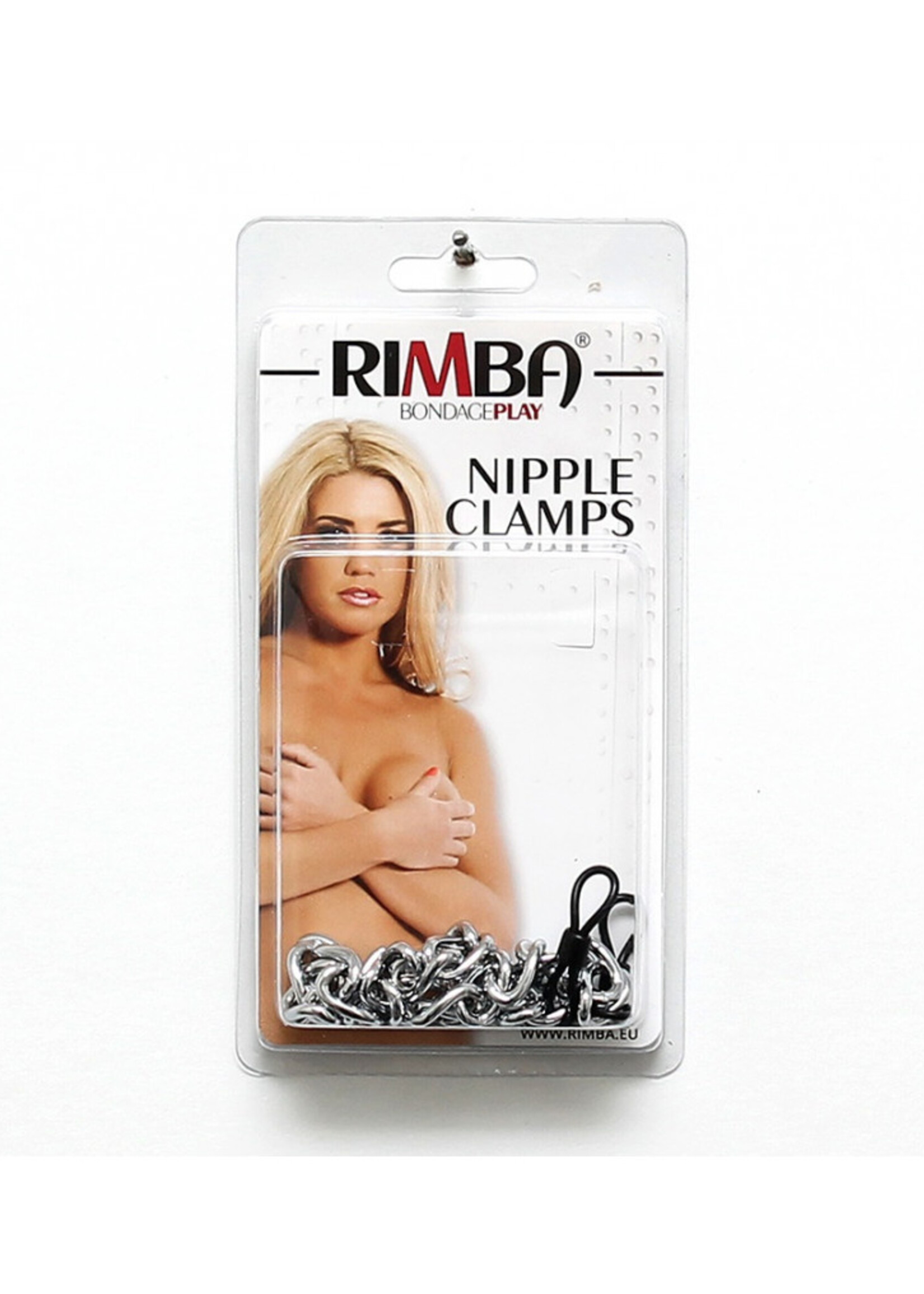 Rimba Bondage Play Pinces à seins Rimba avec chaîne – Ajustables | Métal, noir et argent