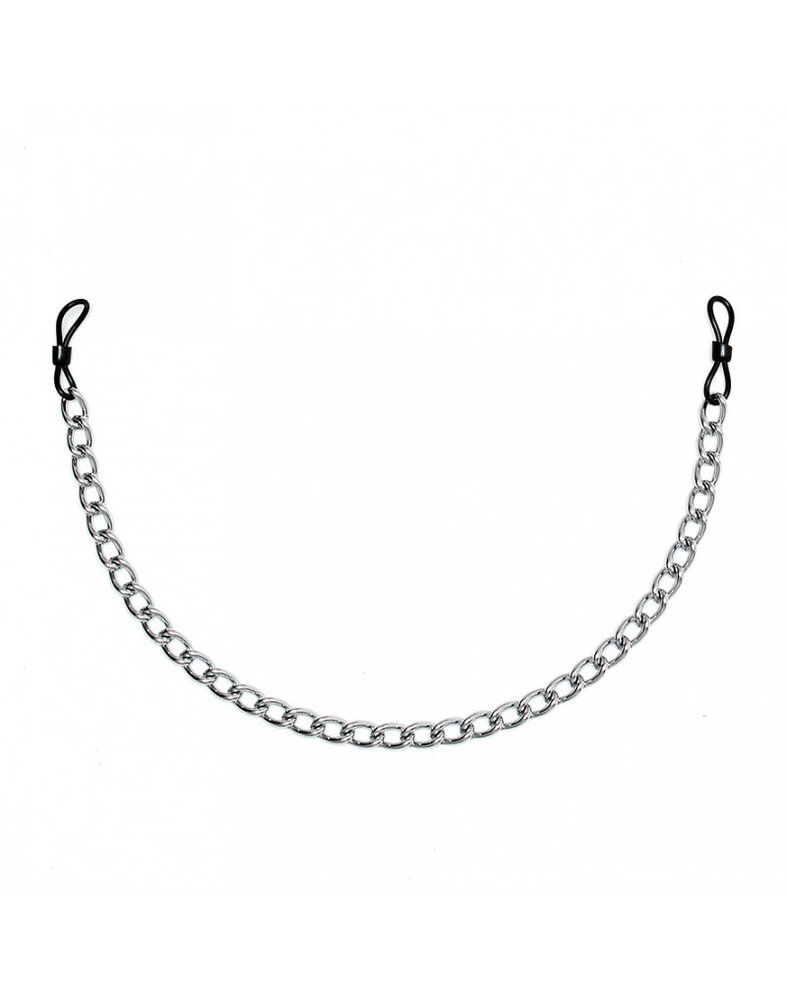 Rimba Bondage Play Brustklammern mit Kette – Verstellbar | Metall, Schwarz & Silber