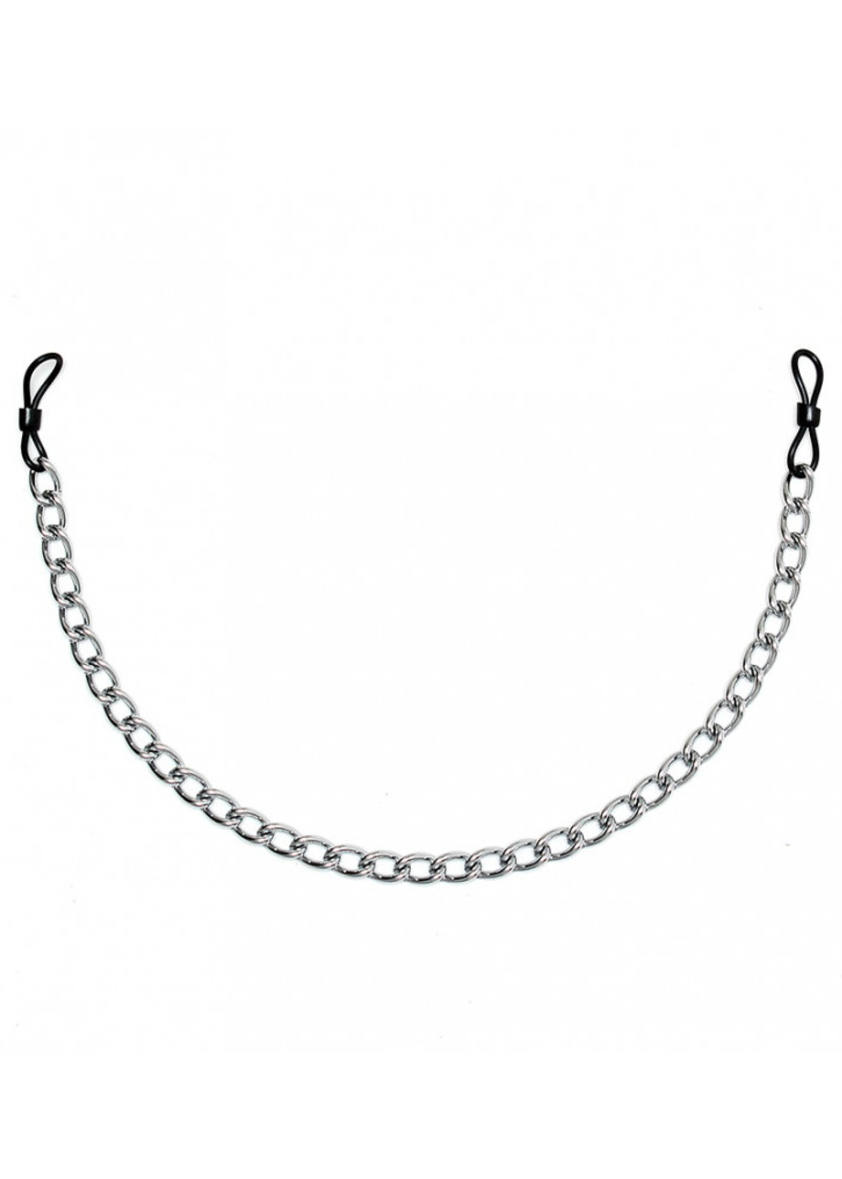 Rimba Bondage Play Pinces à seins Rimba avec chaîne – Ajustables | Métal, noir et argent