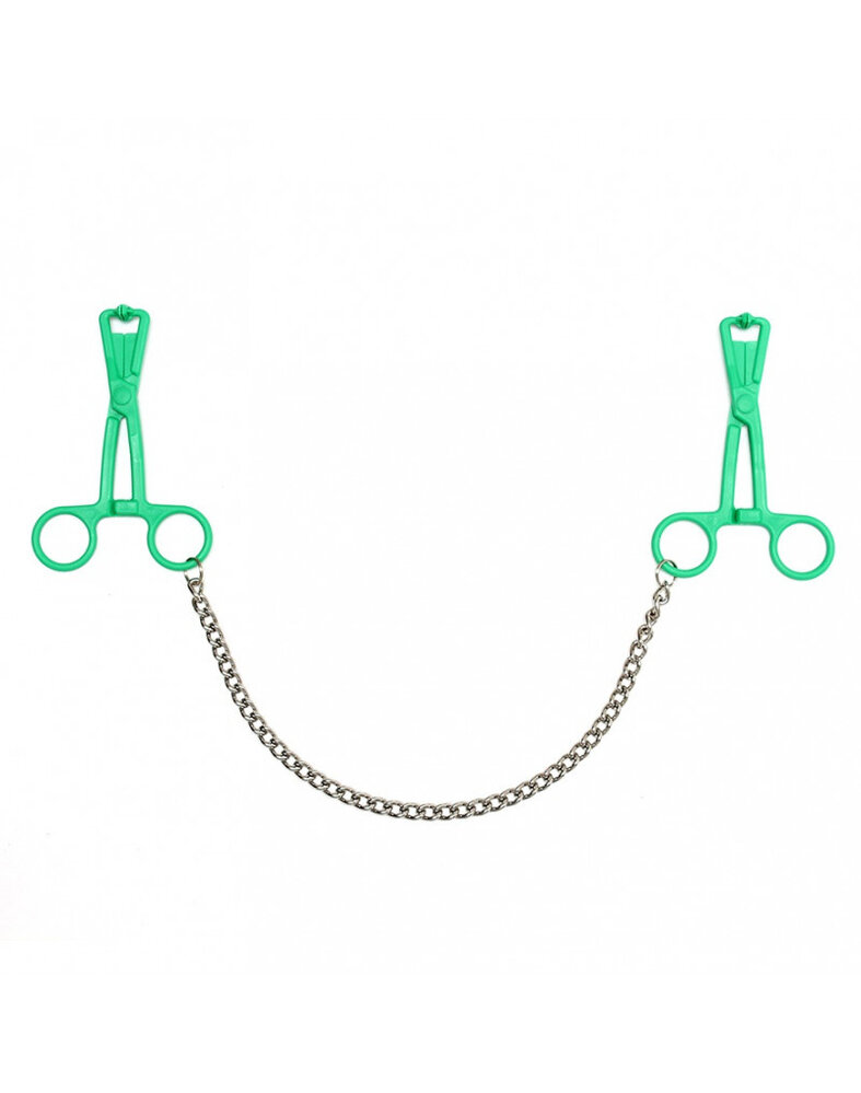 Rimba Bondage Play Rimba breast clamps with chain | Green & Temptingly Sensual Rimba Bondage Play Rimba breast clamps with chain | Green & Temptingly Sensual