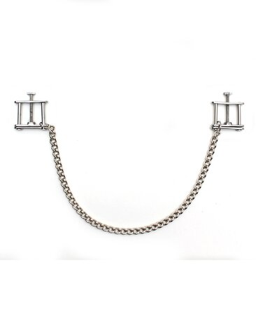 Rimba Bondage Play Breast Clips with Chain – Adjustable | Silver shiny & sensual Rimba Bondage Play Breast Clips with Chain – Adjustable | Silver shiny & sensual