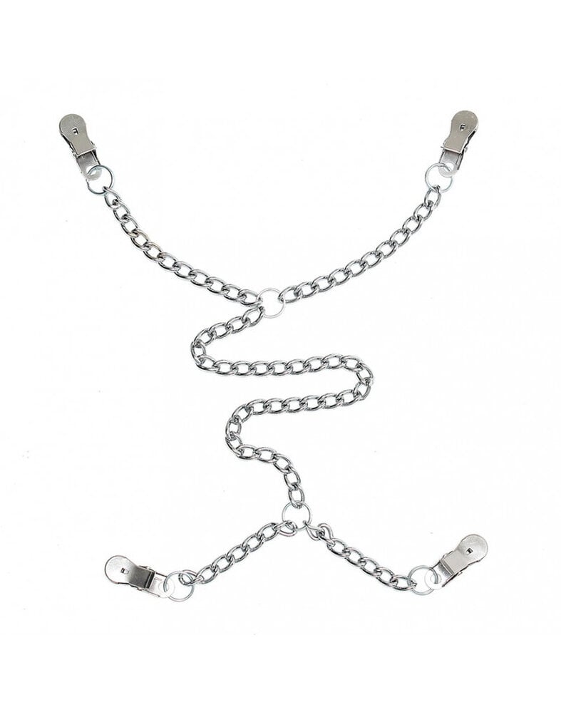 Rimba Bondage Play Rimba nipple & pubic lip clamps | With silver chain Rimba Bondage Play Rimba nipple & pubic lip clamps | With silver chain