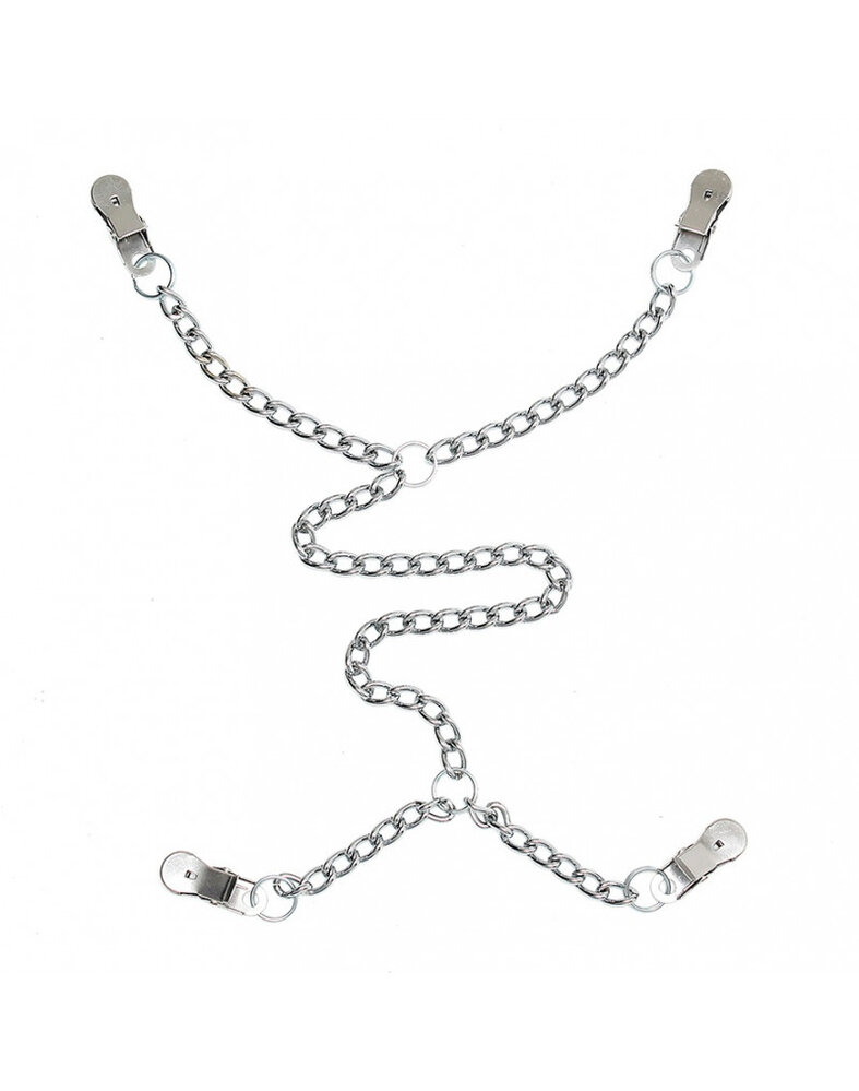 Rimba Bondage Play Tepel- en schaamlippenklemmen | Met zilveren ketting