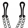 Rimba Bondage Play Brustklammern aus Kunststoff mit doppelter Kette – Schwarz