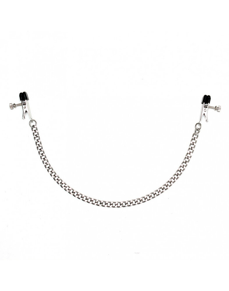 Rimba Bondage Play Rimba Breast Clips with Chain – Adjustable | Silver & Black