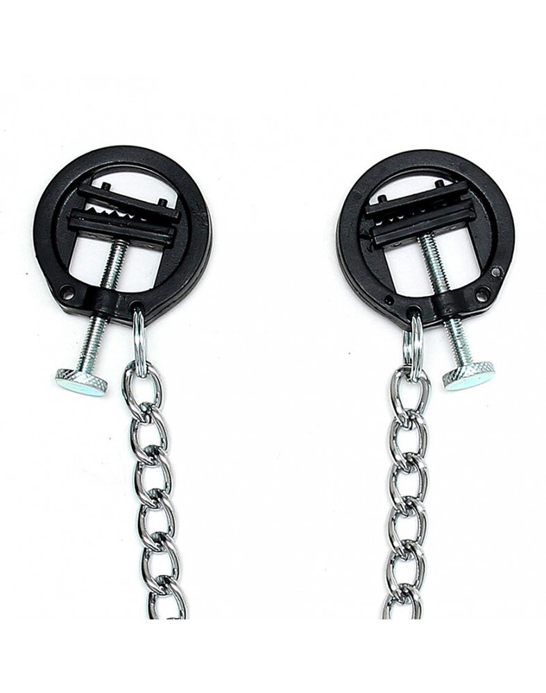 Rimba Bondage Play Rimba Breast Clips with Chain – Adjustable & Black | Intense comedy