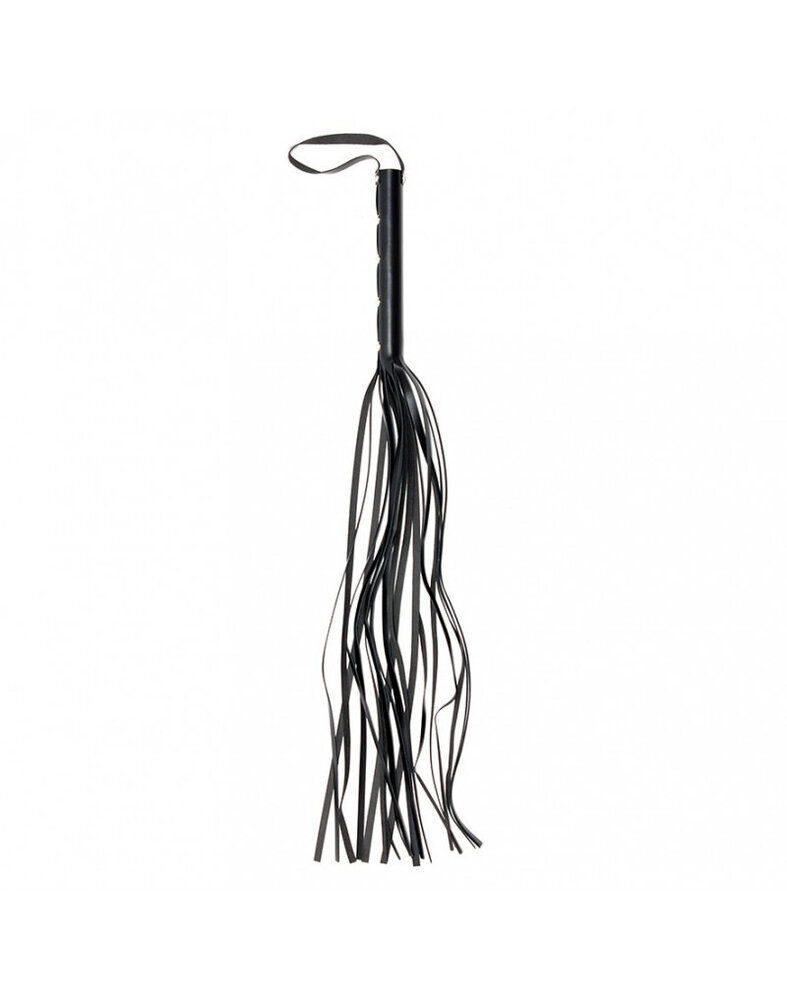 Rimba Bondage Play Fouet en cuir Rimba – 15 brins | Douleur de plaisir intense en noir