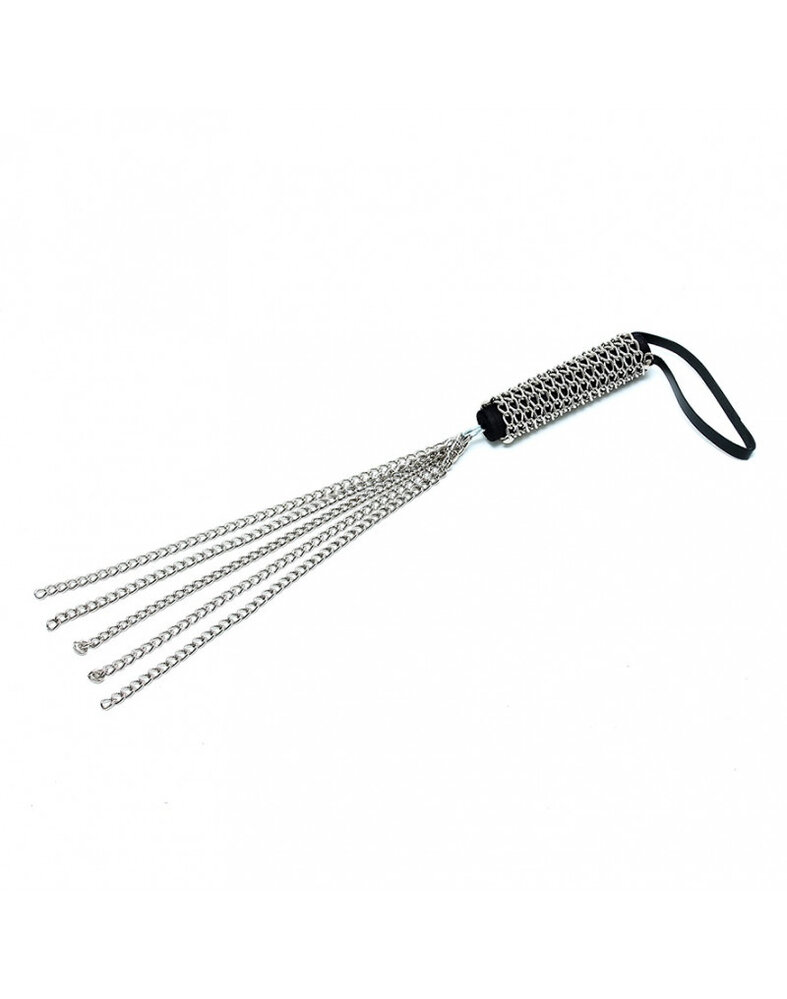 Rimba Bondage Play Kettingzweep met 5 strengen | Zwart, 50 cm, echt leer